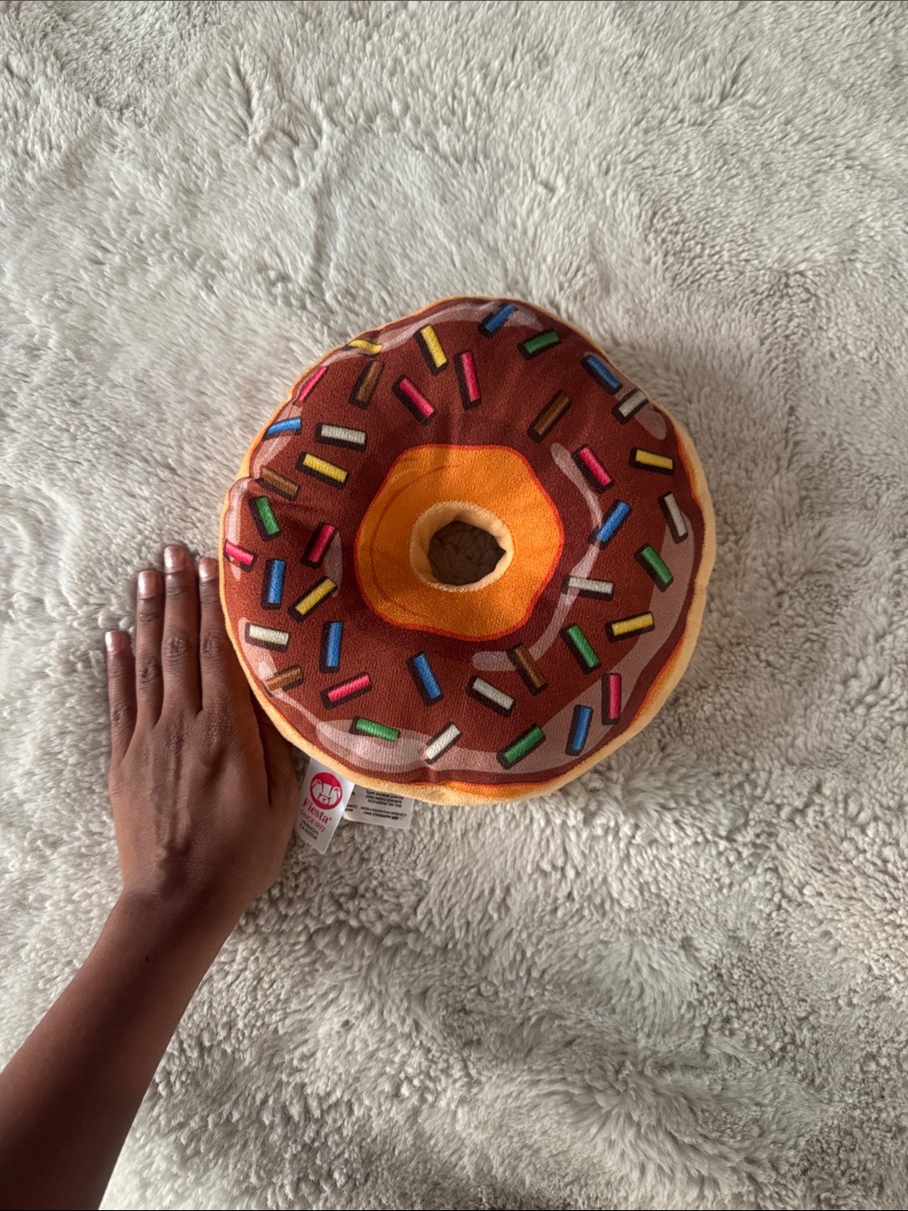 Plush Chocolate Sprinkle Donut Decorative Pillow
